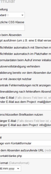 Formular-Editor - Erweiterte Formulareinstellungen