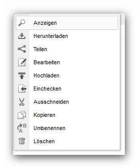 Datei - Funktionsmenü einer Cloud-Datei