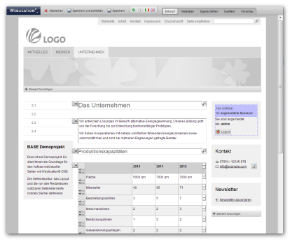 Seite im Weblication® Editor