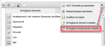 Einfügbare Komponente erstellen