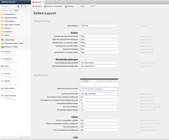 Layout anpassen - Seiten-Layout (BASE Mobile First)