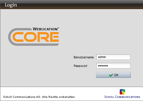 Login page of Weblication®