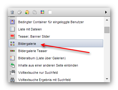 Struktureditor - Auswahl "Bildergalerie" Weblic®