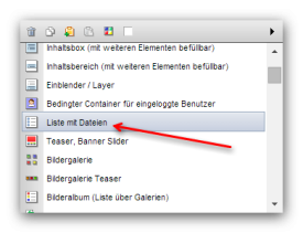 Struktureditor - Auswahl "Liste mit Dateien" Weblic®