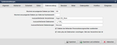 Systemeinstellung - Dateiverwaltung