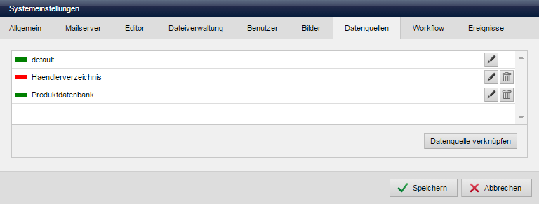 Systemeinstellung - Datenquellen