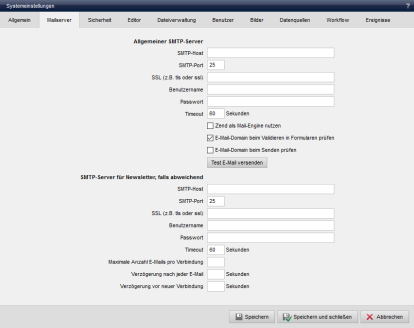 Systemeinstellung - Mailserver (alt)