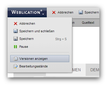 Datei bearbeiten - Versionen anzeigen