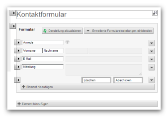 Seitenbearbeitung mit dem Formular-Editor - Formularelemente