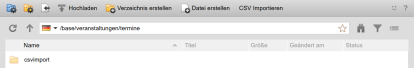 Verzeichnisfunktionen - Leiste mit CSV-Import