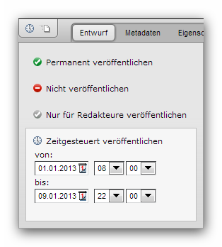 Datei-Status - Veröffentlichung mit Zeitsteuerung