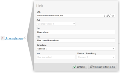 Linkbearbeitung über Link-Element der Mobile First