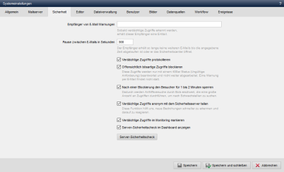 Systemeinstellung - Sicherheit