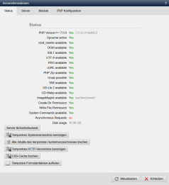 System - Serverinformationen (Status)