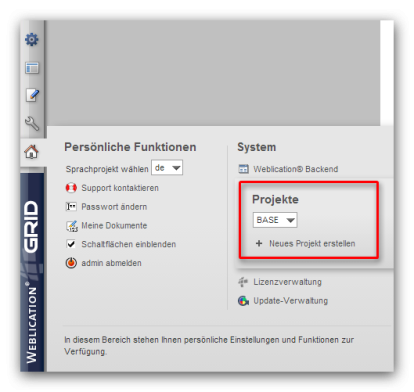 Weblication® Panel - System - Projekte