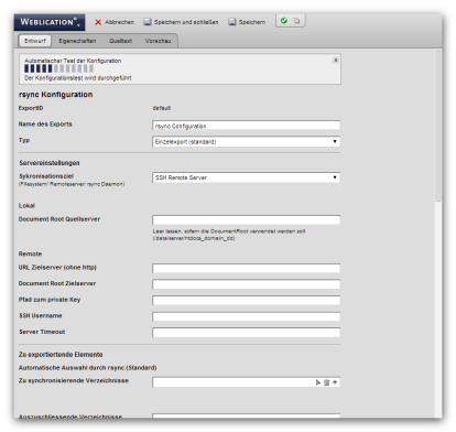 wSync-Export Konfiguration