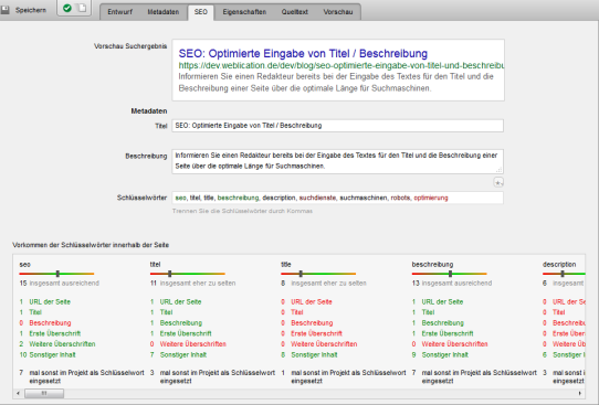 Seitenbearbeitung - SEO