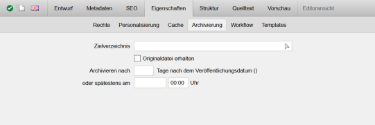 Datei-Eigenschaften - Archivierung