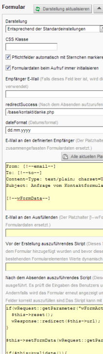 Formular-Editor - Erweiterte Formulareinstellungen