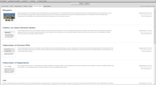 Layoutwizard (Layout anpassen) - CSS-Only-Varianten