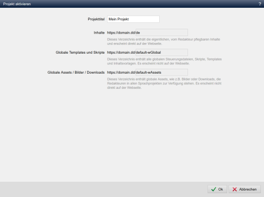 Projekt installieren