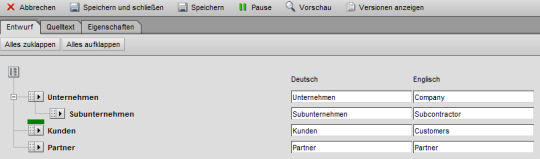 Einfügen eines Kategorieeintrages auf gleicher Ebene