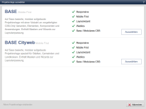 Projektvorlage auswählen