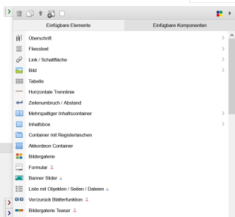 Seitenbearbeitung mit dem Struktureditor - Strukturelement aufgeklappt