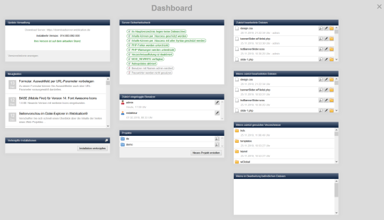 System - Dashboard (Inhalt)