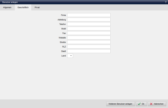 Öffentlicher Benutzer bearbeiten - Geschäftlich