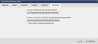 Verzeichniseinstellungen - Darstellung