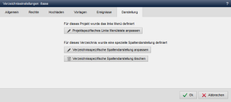 Verzeichniseinstellungen - Darstellung anpassen/löschen
