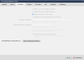 Verzeichniseinstellungen - Hochladen (geerbt)