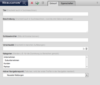 Verzeichniseinstellungen - Standard-Dateieinstellungen - Entwurf