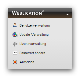 Weblication® Cloud - Funktionsleiste im Logo