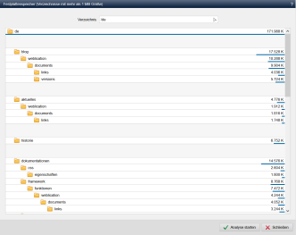 Weitere Werkzeuge - Große Verzeichnisse finden (Fortschrittsanzeige)
