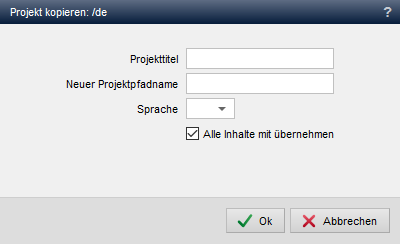 Werkzeuge - Projekt / Sprache kopieren