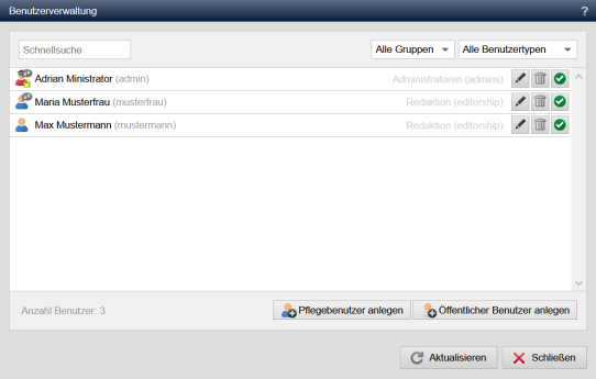 Benutzerverwaltung - Übersicht