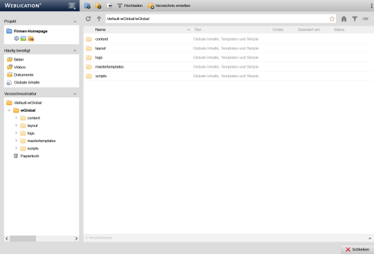 Bilder / Assets verwalten