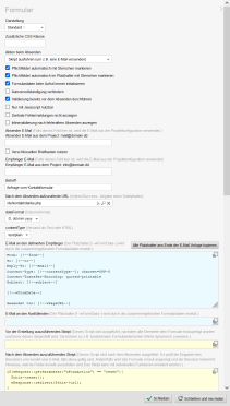 Formular-Editor - Erweiterte Formulareinstellungen