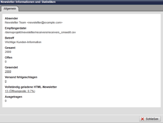 Newsletter Informationen und Statistiken