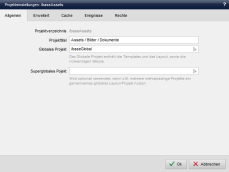 Assetsprojekt - Projekteinstellungen (Allgemein)