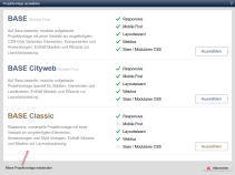 Projektvorlage auswählen (inkl. Classic)