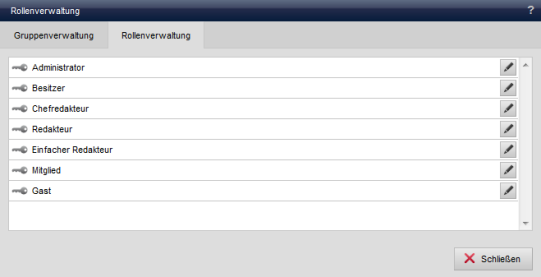 Rollenverwaltung - Übersicht