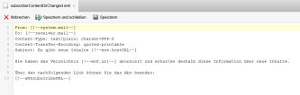 Abo - E-Mail Vorlage bearbeiten (Quelltext)