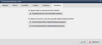 Verzeichniseinstellungen - Darstellung anpassen/löschen
