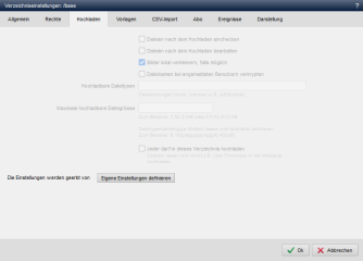 Verzeichniseinstellungen - Hochladen (geerbt)