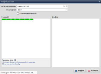 Werkzeuge - Linkprüfung (Fortschrittsanzeige)