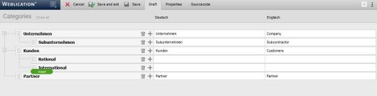 Inserting a category entry as a sub-item