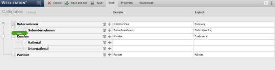 Inserting a category entry at the same level